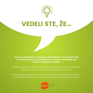 🫐 Vedeli ste, že arónia je prirodzeným zdrojom antioxidantov ✨, ktoré chránia bunky pred oxidačným stresom a pomáhajú telu...
